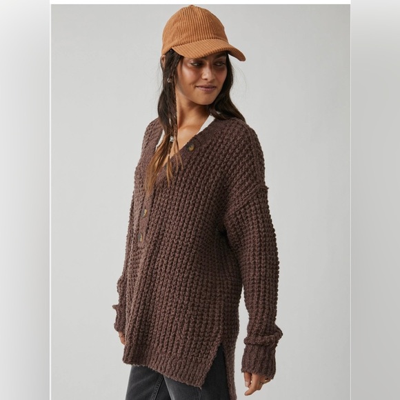 NWT Free People Whistle Thermal Henley Top! - Picture 2 of 8